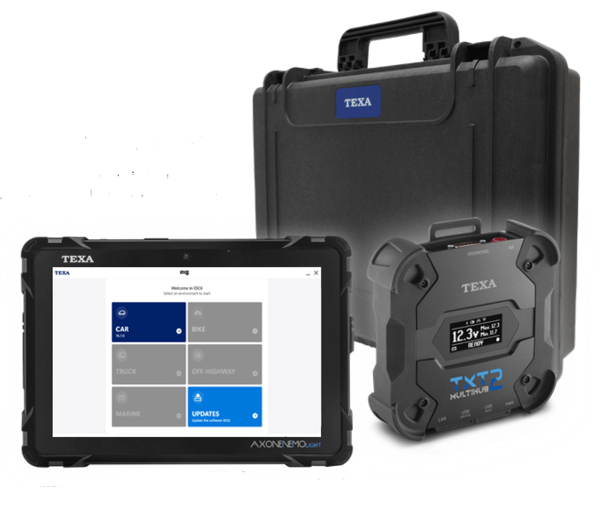 TEXA LCMH AXONE NEMO LIGHT CAR with Multihub 2 automotive diagnostic scan tool package